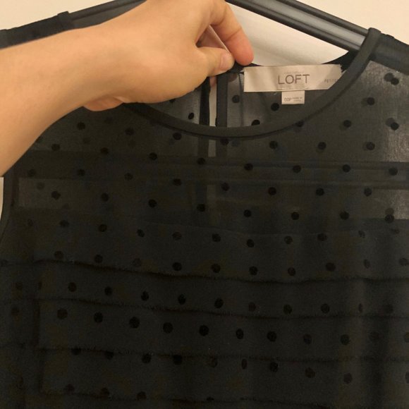 LOFT Little Black Dress with Silky Gauze - Picture 3 of 4